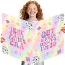 4 x Jumbo 10th Birthday Card for Girls Iridescent Out Single Digits Giant Guest Book Double Digits Large Birthday Card Gifts Decor Extra Big Greeting Card Oversized 10th Happy Birthday Card Party Supplies