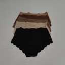 SHARICCA Seamless High Waisted Underwear for Women Cheeky Underwear Wave Edge No Show Bikini Panties Ribbed Panties Pack (Medium, 5p - Brown)