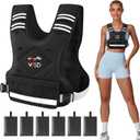 VBSD Adjustable Weighted Vest for Women Men 4-10lb/11-20lb/20-32lb Vest with 6 Ironsand Weights Body Weight Vest with Reflective Strip for Running Walking Strength Training Workouts (Black)
