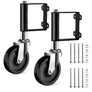 Ronlap Gate Wheels for Wooden Gate, Gate Caster Wheel Spring Loaded for Metal Tube Swing Gate Fence Gate Wheel for Gates Heavy Duty Outdoor Farm Gate Rollers, 220 Lbs, Upgraded 4 Inches, 2 Pack, Black