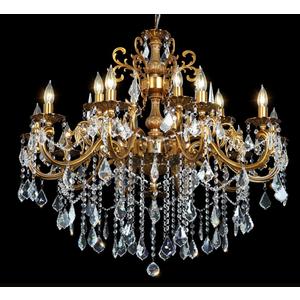 Modern Chandelier Lighting Antique Gold Crystal Chandeliers for High Ceiling Foyer Entryway Living Room 15-Light Crystal Candle Chandelier Light Fixture Staircase Oversize Round 36.4"