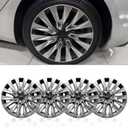 Tesstudio 18 inch Wheel Covers for Tesla Model 3 Highland 2024-2025, Full-Edge Coverage Hubcaps Compatible with Tesla Model 3 Highland Set of 4, Rugged ABS Material, Matte Black
