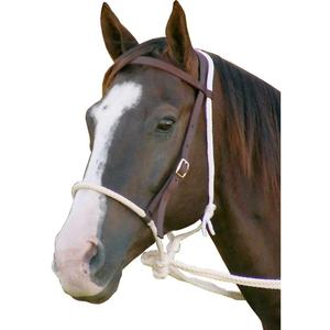 Mustang Breaking Hackamore Bridle for Horse | Durable Horse Bitless Bridle with 7/16" Rope Noseband, 3/4" Headstall & Flat Braided Reins