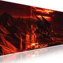 knseva. Large Gaming Mouse Pad with Stitched Edges, Dragon's Lair The Crimson Inferno, Anti-Slip Rubber Base & Smooth Fabric Surface XXL Extended Desk Mat