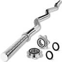 Yes4All Standard Straight Barbell 60" & EZ Curl Bar 47", Capacity 200 to 480 LB, Weight Bar 1" to 2" Diameter - Star Lock Collars, Rubber Ring, Barbell Spins Included for Deadlifts & Squats