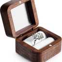 Wooden Ring Box, Proposal Ring Box, Single Slot Engagement Rings Holder, Wooden Square Rings Holder for Proposal Ceremony, Vintage Wood Jewelry Boxes