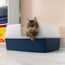 IRIS USA XX-Large Side Entry Cat Litter Box, Open Top Extra Large Litter Box for Big Cats and Multi-Cat Households, High Sided Scatter Shield, Easy to Clean, 30" L x 20" W x 14" H, Navy
