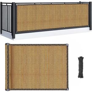 Fence Privacy Screen Outdoor - Balcony Privacy Screen Garden Mesh Fence Panels Shade Cloth Decorative Plastic Covering Porch Screens Cover for Apartment Patio Backyard Wall 3' x 10' Brown