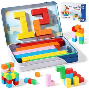 52 Pieces Magnetic Blocks, Large 1.65 inch, Multiple Shapes