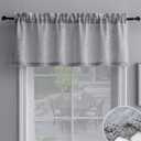 Beda Home Tassel Linen Textured Swag Valance for Farmhouses Kitchen; Light Filtering Rustic Short Swag Topper for Small Windows Bedroom Privacy Added Rod Pocket Design, Grey, 52Wx18L - 1PC