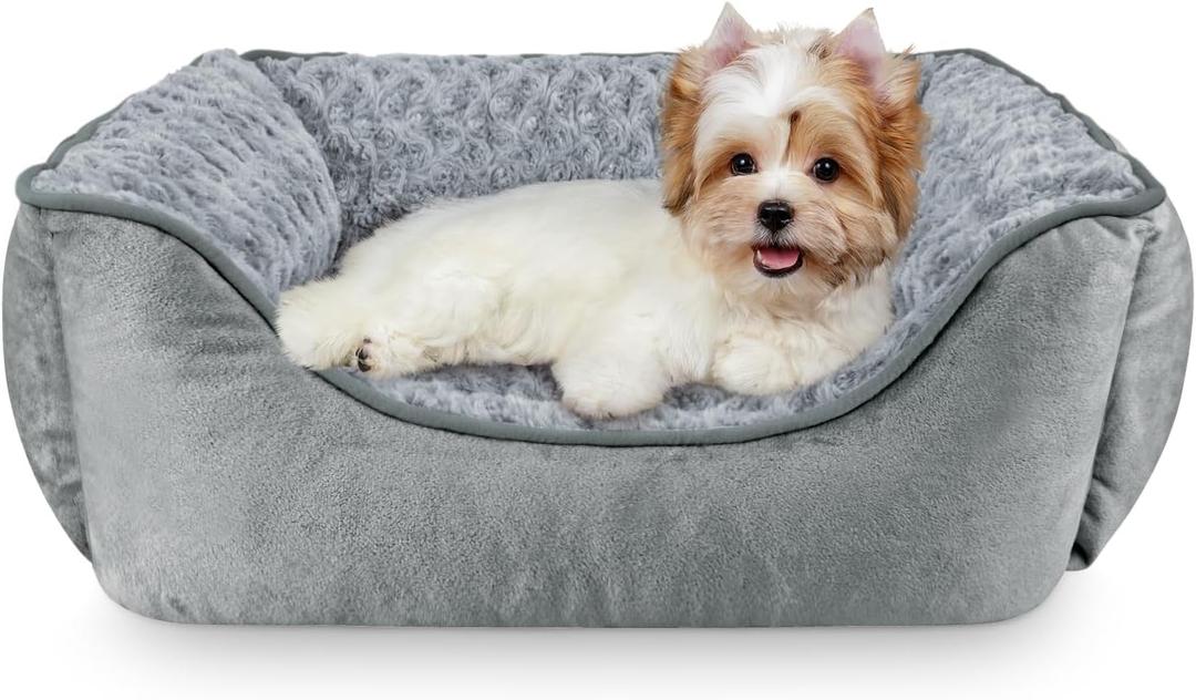 JOEJOY Rectangle Dog Bed for Large Medium Small Dogs - Washable Orthopedic Sofa Bed, Soft Breathable Puppy & Pet Cuddler, Durable Calming Dog Bed with Anti-Slip Bottom, Multiple Sizes, Grey (S(20"x 19"x 6"))