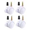 uxcell 1.5 Inch Swivel Caster Wheels Grip Neck Stem Caster White Furniture Wheel with Brake and Mounting Socket, 4pcs