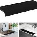 Sink Edge Protector with Suction Cup, 30" x 4", Silicone Sink Splash Guard for Kitchen & Bathroom, Protect Countertop from Scratches, Stains, for Stainless Steel Granite Quartz (Black)