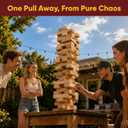Giant Wooden Stacking Tower Game - Natural, 2 FT, Age 6+ | Stacks Up to 5 FT, Premium Wooden Blocks, Family Party Game, Indoor & Outdoor Play