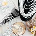 100 PCS White Bead Necklaces, 33" White Mardi Gras Beads, Christmas Beads Necklaces, 4th of July Beads Necklaces, Parade Throws Accessories for Christmas Independence Day New Year Party Favors