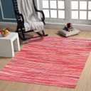 Handmade Cotton Rag Area Rug Recycled Chindi for Home Décor Pink 4'x6'
