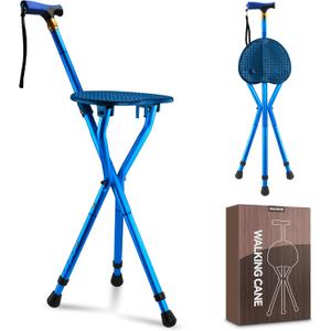 Walking Cane with seatCane with seat High Load Capacityfor Waitingqueuing, Traveling, Women and Men The ElderlyCane Chair (blue)