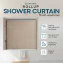 Ceiling Mounted Rollup Bathroom Shower Curtain/Liner 56" Base Up to 95" Long - Use for 9' Ceilings Waterproof PEVA Plastic Shower Curtains for Bathroom No Rod, Hooks or Rings (Sparkle)