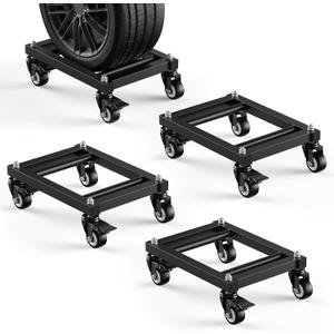 Heavy Duty Car Wheel Dolly, 3T 6000LBS Car Dolly Set of 4, Portable Moving Dolly for Cars, ATV, SUV, Motorcycles and Boats