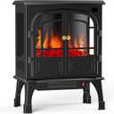 Sweetcrispy Freestanding Electric Fireplace Heater, 26Two Door Fireplace with 3D Flame Effect, Overheating Safe Design, Energy Saving Space Heater with 12H Timer&Remote for Living Room, Bedroom,Black