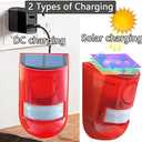 2 Solar with Sound Strobe Light, Wall Mounted Outdoor Motion Red Sensor Alarm, 4 Modes of Motion Sensor, Alarm 129dB for Home Fence Farm Yard Garage Barn