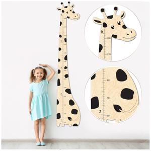 Wooden Growth Chart for Kids, Boys & Girls | Cute Giraffe, Custom Height Chart, Measurement Ruler for Wall | Kids Bedroom, Playroom, Child's Room, Nursery Decor Decoration Wall Art