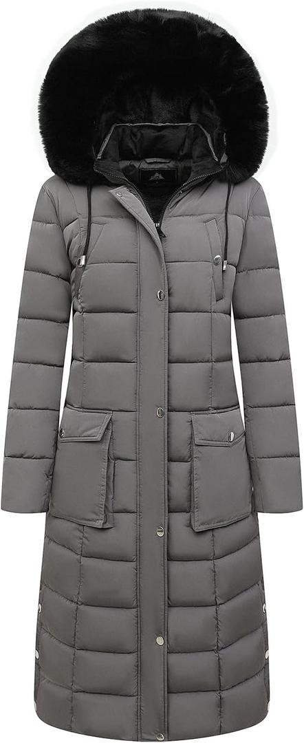 MOERDENG Women's Waterproof Long Winter Coat Thickened Down Alternative Jacket Warm Puffer Jacket Parka (X-Large, Darkgrey)