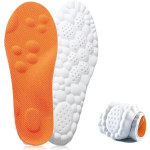 2 x 2026 New Steppers Insoles for Men & Women,4D Cloud Massage Memory Foam Insoles with Arch Support，Comfortable and Breathable (Orange, Men 7 / Women 8)