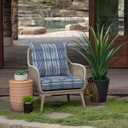 Arden Outdoor Foam Deep Seat Cushion Set, 24x24, Premium High-Density Foam, Never Flattens, Weather-Proof for Patio Chair Sofa Couch, Blue Shibori Stripe, 1 Pack