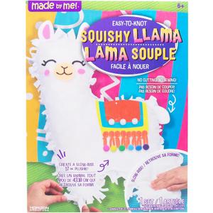 Made By Me Easy-to-Knot Squishy Llama, Make Your Own Slow Rise 17 In Plushie Llama, No-Sew Craft Kit, Make Your Own Stuffed Animal Kit, DIY Plush Craft Supplies, Plush Pillows For Kids, Knot Tying Kit