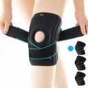 DOUFURT Knee Brace for Women & Men Meniscus Tear, Plus Size Knee Braces for Knee Pain Relief, Arthritis, Compression Knee Support Side Stabilizers (Large (Pack of 1), Blue & Black)