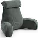 Sit Up Reading Pillow, Backrest Pillow with Arms, Corduroy Back Support Cushion with Side Pockets & Washable Cover, Bed Rest Support for Sofa Couch Floor Relax, Peacock Blue, Large