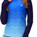 Deerose Womens Gradient Rash Guard UPF 50+ Swim Shirts Surfing Top with Thumb Hole (XX-Large, Navy Blue)