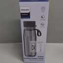 PHILIPS Filtered Water Bottle, BPA-Free Tritan Plastic Water Bottles, Replaces 450 Plastic Water Bottle with Reusable GoZero Everyday Water Filter, Portable Filtering Bottle for Travel, 22 oz, Grey
