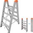 Aluminum Foldable Twin Front 4-Step Ladder, Compact Step Stool with Wide Anti-Slip Pedal, Portable, 330lb Capacity