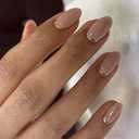 UNA GELLA Press On Nails Short Almond: Ombre Soft Gel Press Ons Kit with Nail Tips Glue on Nails, 16 Sizes  32 Reusable Fake Nails, Pink Cream