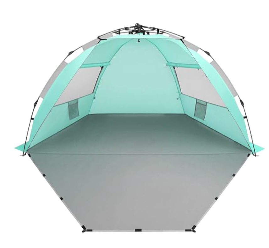 X-Large 4 person UV Beach Tent with 6 Sand Pockets, Pink