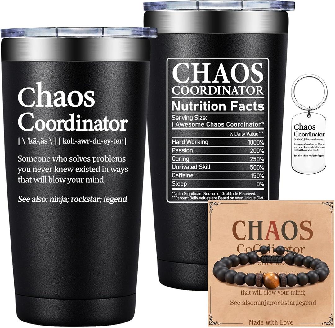 Grifarny Chaos Coordinator Tumbler Mug, Christmas Thank You Gifts for Men, Employee Teacher Appreciation Gifts, Boss Day Gift, Gift for Coworker, Administrative Assistant, Supervisors, Secretary