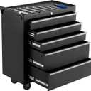 IDEALHOUSE Rolling Tool Chest, 5 Drawers Tool Storage Cabinet, Toolbox with Wheels, Portable Tool Cabinet Organizer with Locking System & Drawer Liners, Tool Storage Cart for Garage, Workshop, Black