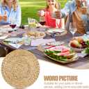 Dandat 100 Pcs Disposable Printed Woven Paper Placemats Bulk 11 Inch Round Wicker Printed Chargers Place Mat Farmhouse Braided Rattan Tablemats for Wedding Dinner Party(Light Brown)