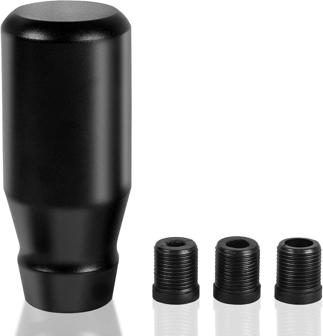 muge racing 80mm/3.15" Car Shift Knob, Aluminum Weighted Automotive Gear Shift Manual knobs Lever with 3 Threaded Adapters M8 M10 M12 x 1.25, Universal for Vehicle (Black)