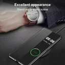 for Samsung Galaxy A35 Case Flip Leather Cover Clear S-View, for Samsung A35 Phone Case Smart Window Hard Flip Shockproof Protective Cover for Samsung 5G A35 Case Clear View (Black)