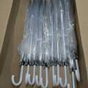 Reginary 10 Pack Clear Wedding Umbrellas Auto Open Windproof Transparent Large Clear Bubble Stick Umbrella Bulk with J Hook Handle for Outdoor Bride Groom Ceremony Adults Kids Rain