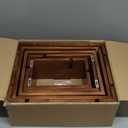 Comfify Modern Wall Mounted Square Shaped Floating Shelves – Set of 5 Square Shelves for Bathroom, Bedroom, Living Room & More – Rustic Wall Decor Display for Home  Brown