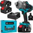 2000Nm(1500ft-lbs) Cordless Impact Wrench,3/4 inch High Torque Brushless Impact Gun, 5500RPM Power Battery Impact Wrench w/ 2 x 4.0Ah Battery, Fast Charger for Heavy Duty Truck Mower