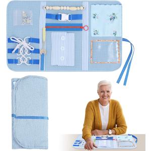 Preboun Fidget Blanket for Dementia Calming Comforting Dementia Activities Sensory Busy Blanket Gifts for Christmas Adults Seniors Elderly Alzheimers Autism, 20 x 12 Inches