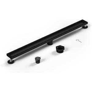 Linear Shower Drain 30", Matte Black Floor Drain with Tiled Insert Grate & Hair Strainer, 304 Stainless Steel Bathroom 2-in-1 Tiled in Drain, CUPC Certified (Matte Black, 30'')