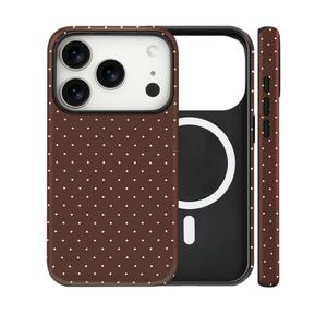 Magnetic for iPhone 17 Pro Case Cute Polka Dot Phone Case, Shockproof Slim TPU and Hard PC Protective Phone Cover Compatible with MagSafe Designed for Women Girls, Brown