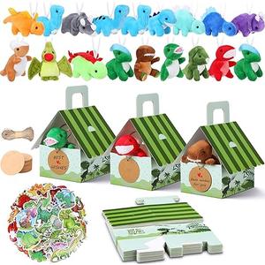 Spakon  Dinosaur Party Favors for Boys Keychains Gift Box House Stickers Adopt a Dinosaur Party Favor for Birthday Supplies