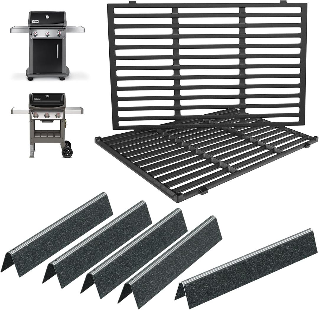Spirit E-310 Grill Parts 7638 Grill Grates 7636 Flavorizer Bars for Weber Spirit 300 Series Grills S-330 E-320 E-330 S-310 SP-310 Grill GS4 Spirit 2 E310 S-310 Replacement Parts (Front Mount Controls)